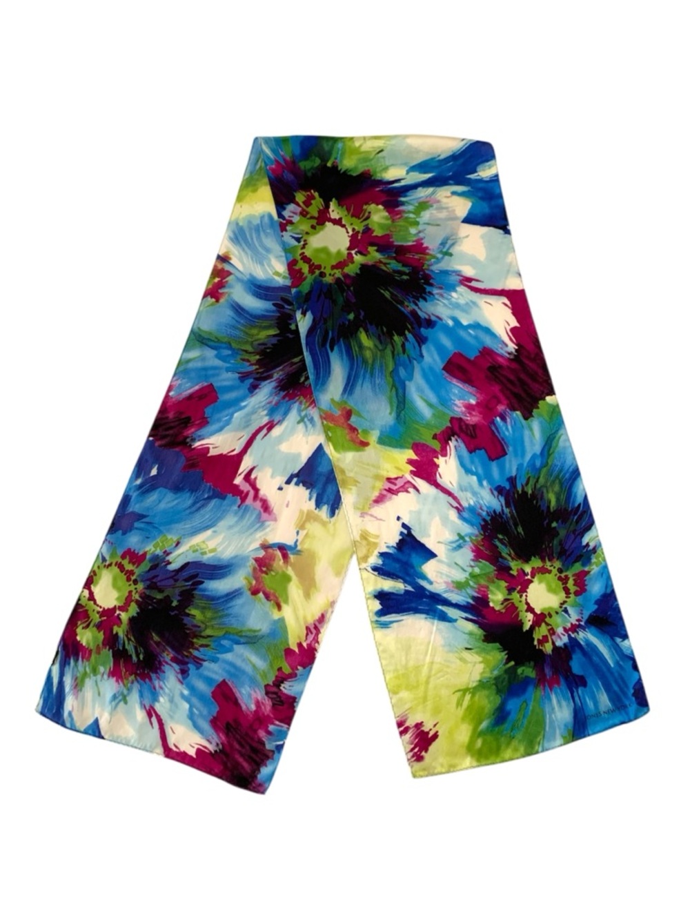 Vintage Elegant Silky Multicolor Floral Scarf - Picture 3 of 7